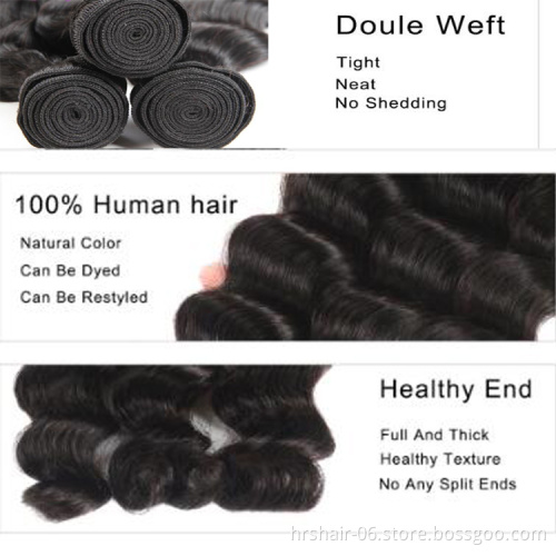 vendor stock Brazilian raw remy hair natural black loose deep wave 10A bundles